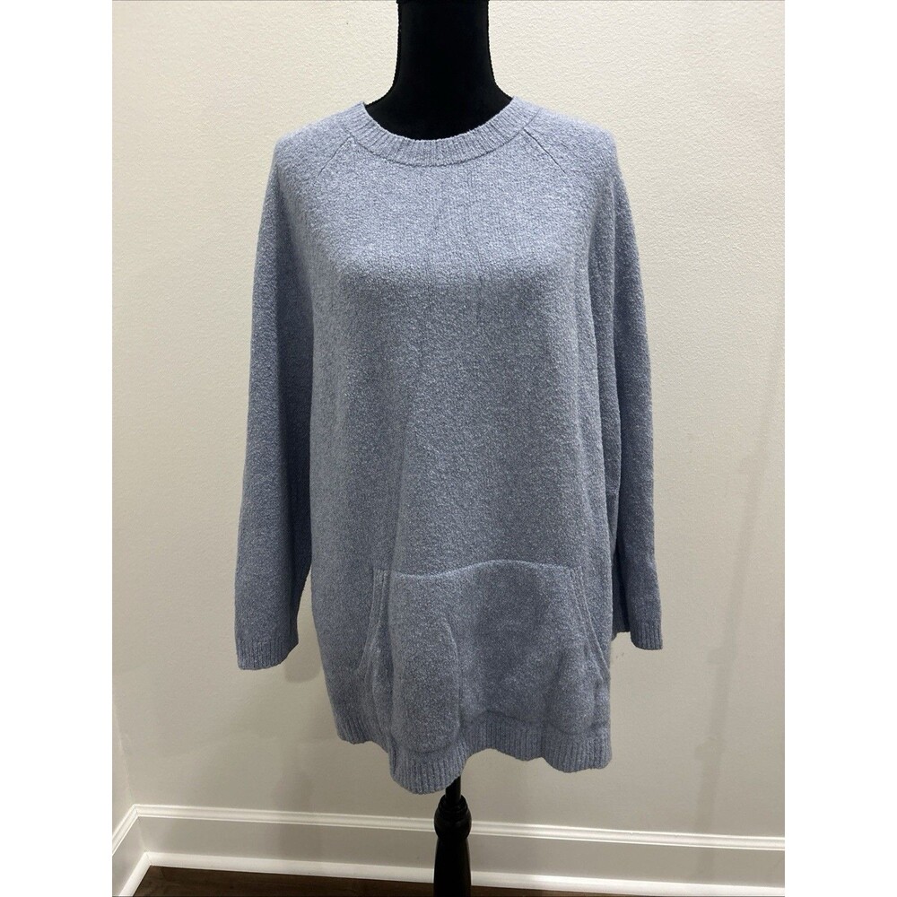 J. Jill Pure Jill Womens XL Light Blue Sweater Cotton/Wool Blend pocket